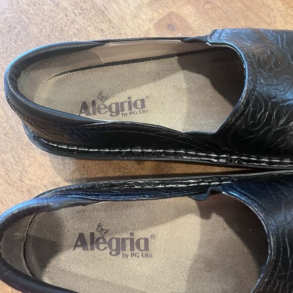 Alegria Deb 531 Debra Rose Embossed‎ Black Leather Shoes Size 38 - 8-8.5 US - Picture 13 of 16